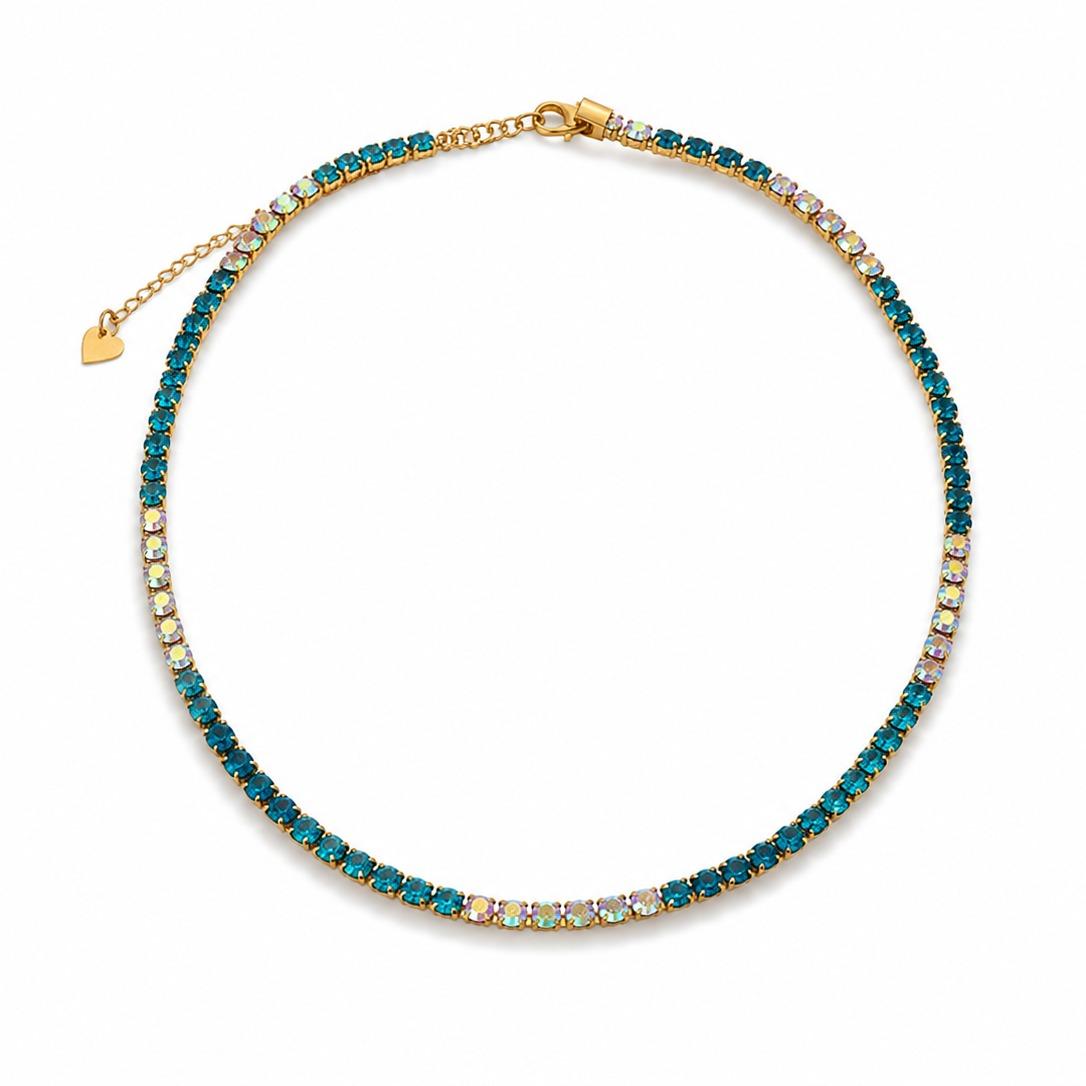 Girocollo Luce Pastel in acciaio e strass con cursore
