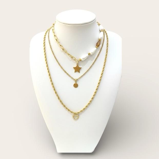 Collana Layering "Brilla & Ama" in Acciaio Inox