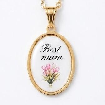 Collana "Best Mum" con Fiore Rosa in Acciaio Inossidabile per Madri Speciale Regalo per Mamme Design Elegante e Significativo