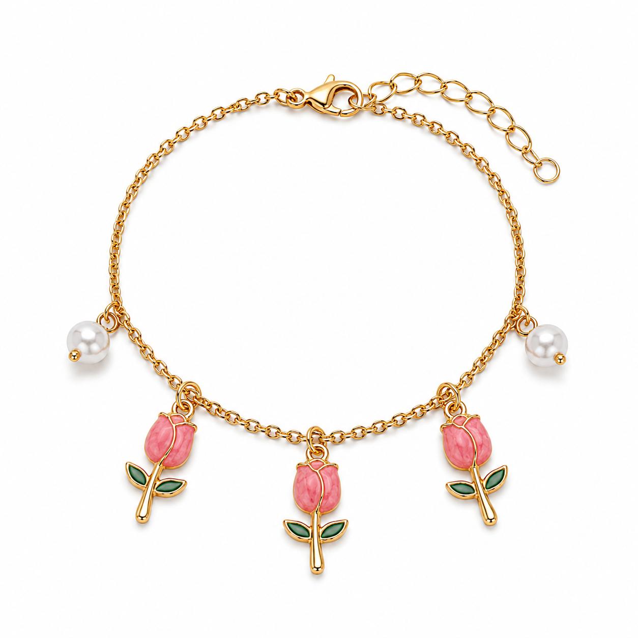 Bracciale Tulip con charm pendenti in acciaio