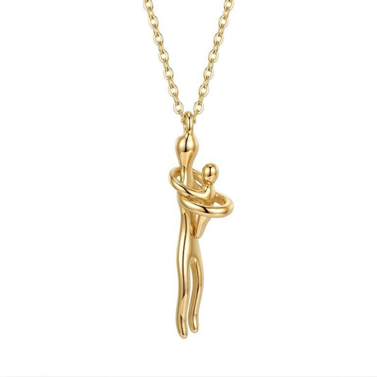 Collana Abbracciami in Acciaio Inox Design Elegante con Figura Abbracciata per Donna Accessorio Moderno e Sofisticato per Occasioni Speciali e Quotidiane