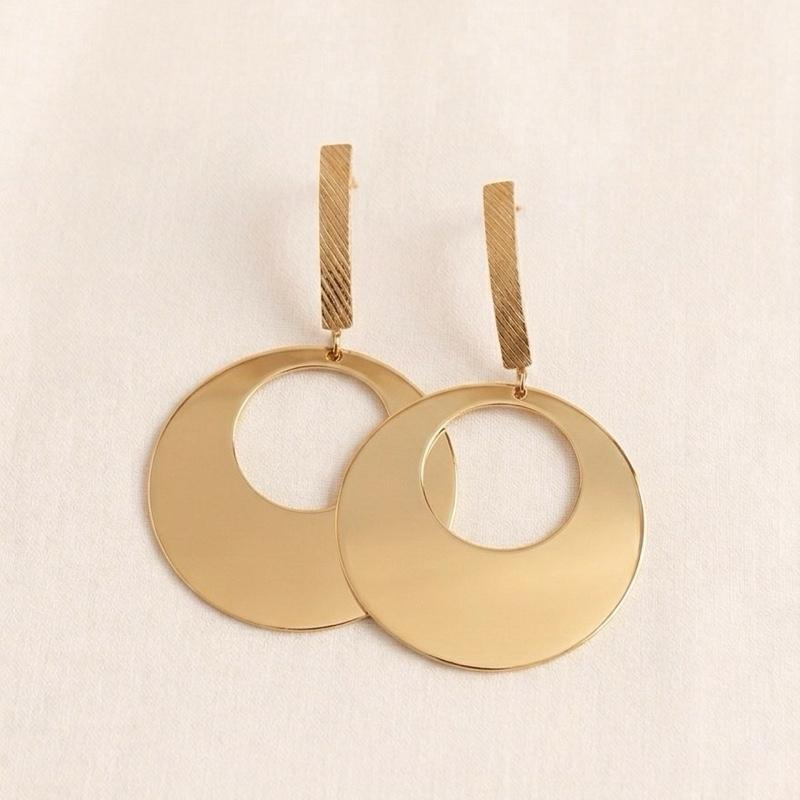 HORIZON Orecchini Golden in Acciaio Eleganti e Versatili per Occasioni Speciali e Quotidiane Accessorio di Alta Moda