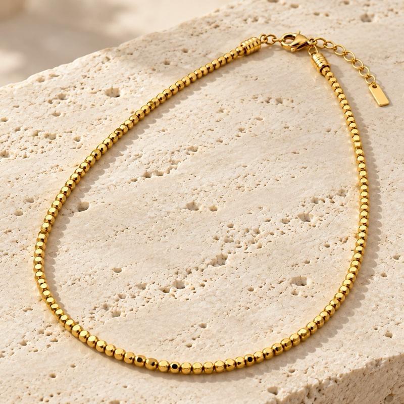 Collana Luccica in Acciaio 316L Smerigliata Effetto Luminoso Gold e Silver Waterproof Ipoallergenica Perfetta per Layering
