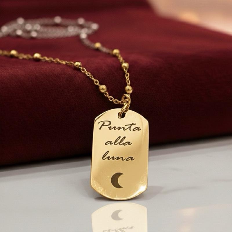 Collana Personalizzabile in Acciaio Inossidabile con Ciondolo da Incidere. Incisione Unisex