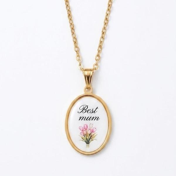 Collana "Best Mum" con Fiore Rosa in Acciaio Inossidabile per Madri Speciale Regalo per Mamme Design Elegante e Significativo