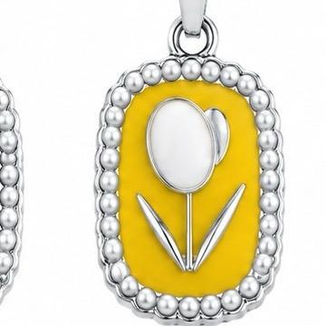 Collana Tuliperla in Acciaio Smaltato con Perle e Design Floreale Elegante per Donna