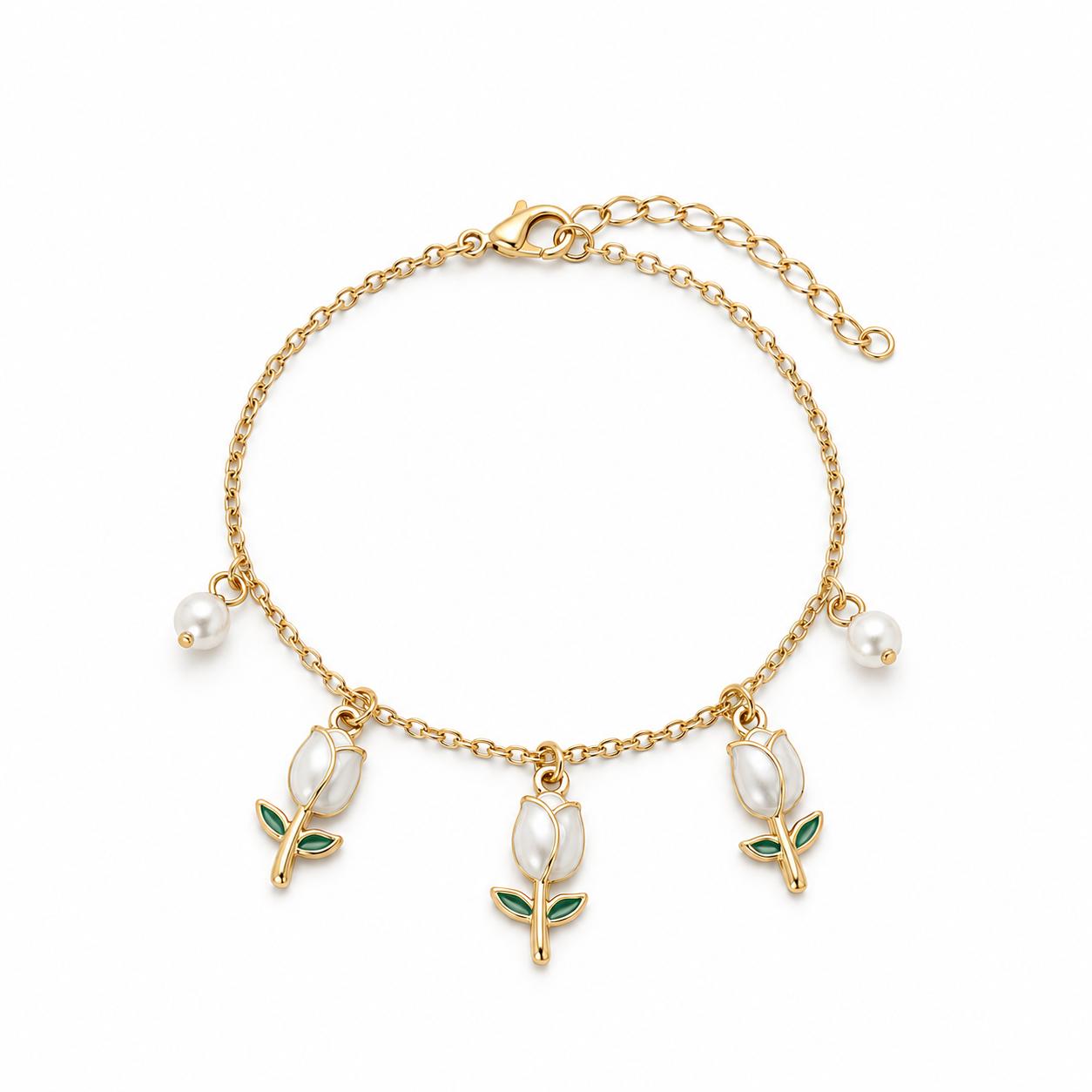 Bracciale Tulip con charm pendenti in acciaio