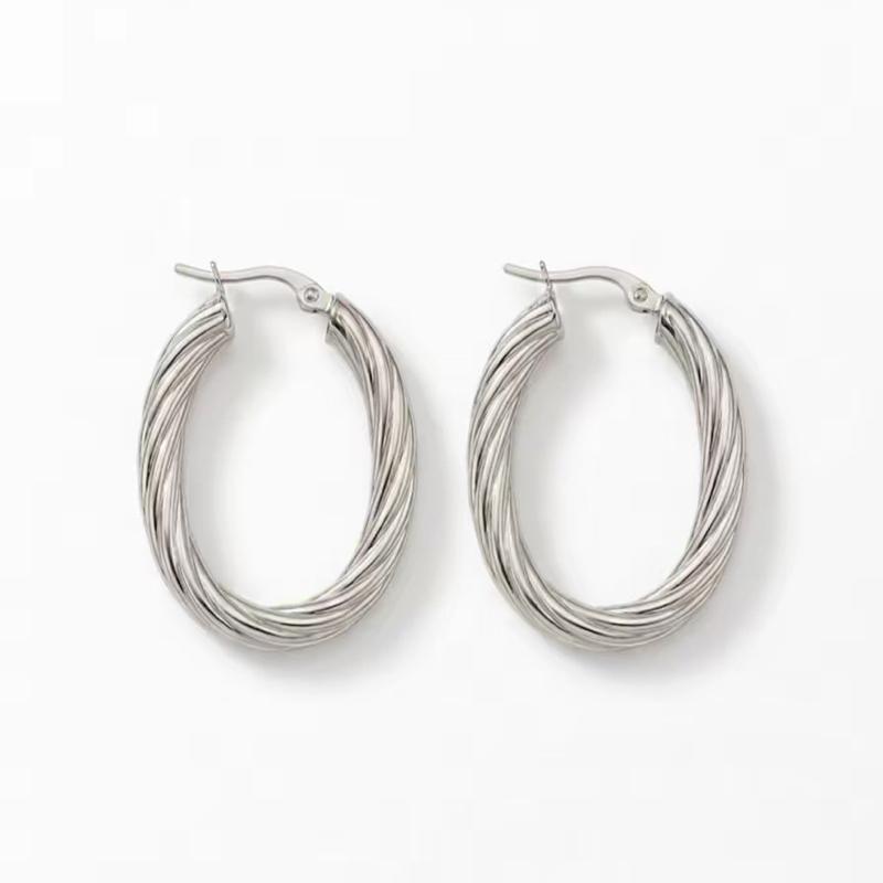 Torchon Orecchini a Cerchio con Design Intrecciato Eleganti e Moderni in Acciaio Inossidabile per Ogni Occasione