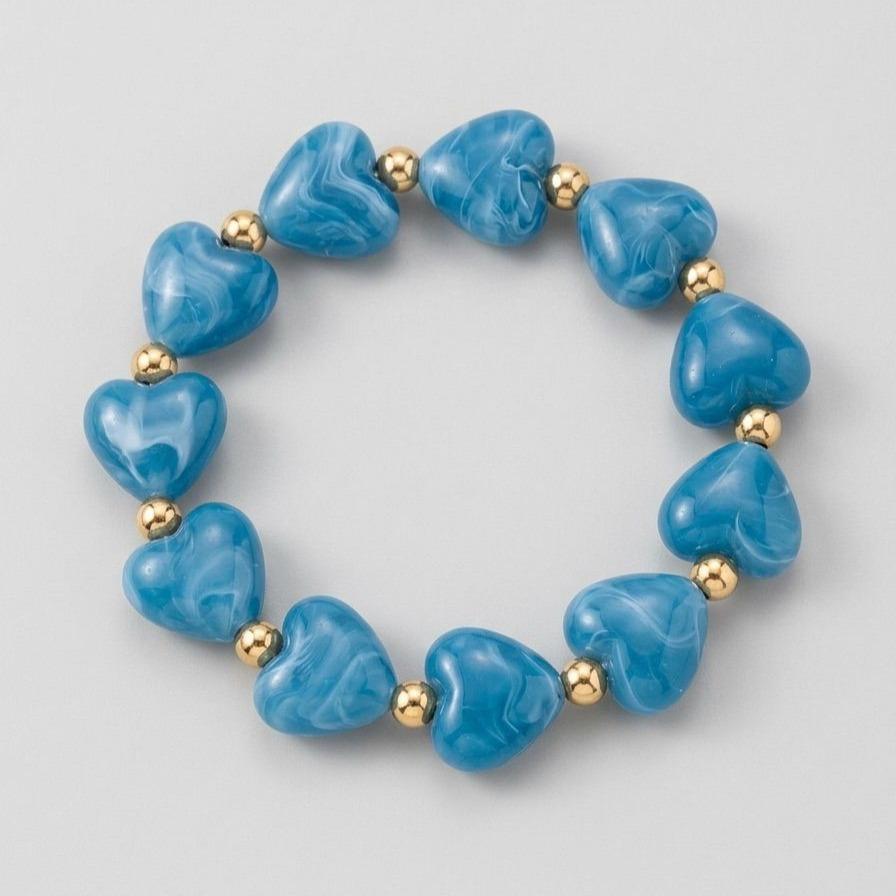 Bracciale Candy Heart elastico cuori i resina