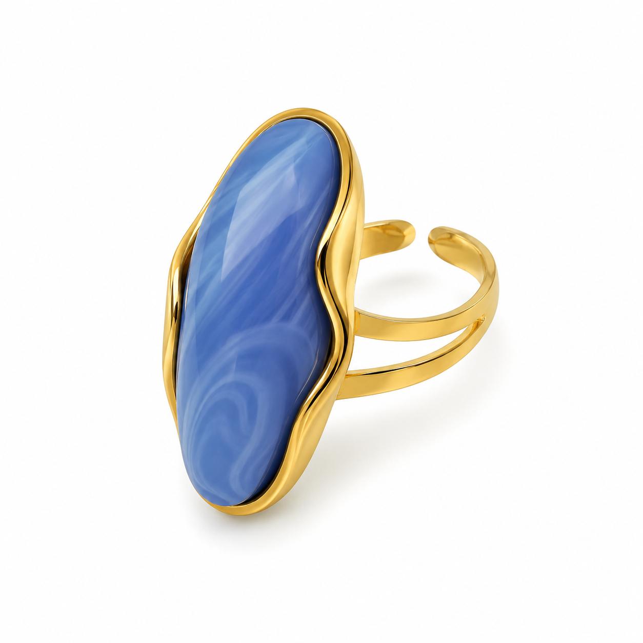 Anello Eterea in Acciaio e Pietra Regolabile Elegante e Versatile per Ogni Occasione